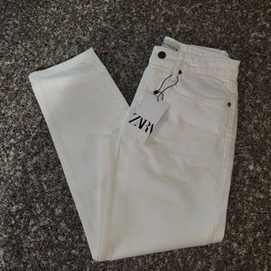 Zara "The Cigarette Fit" White Denim Jeans